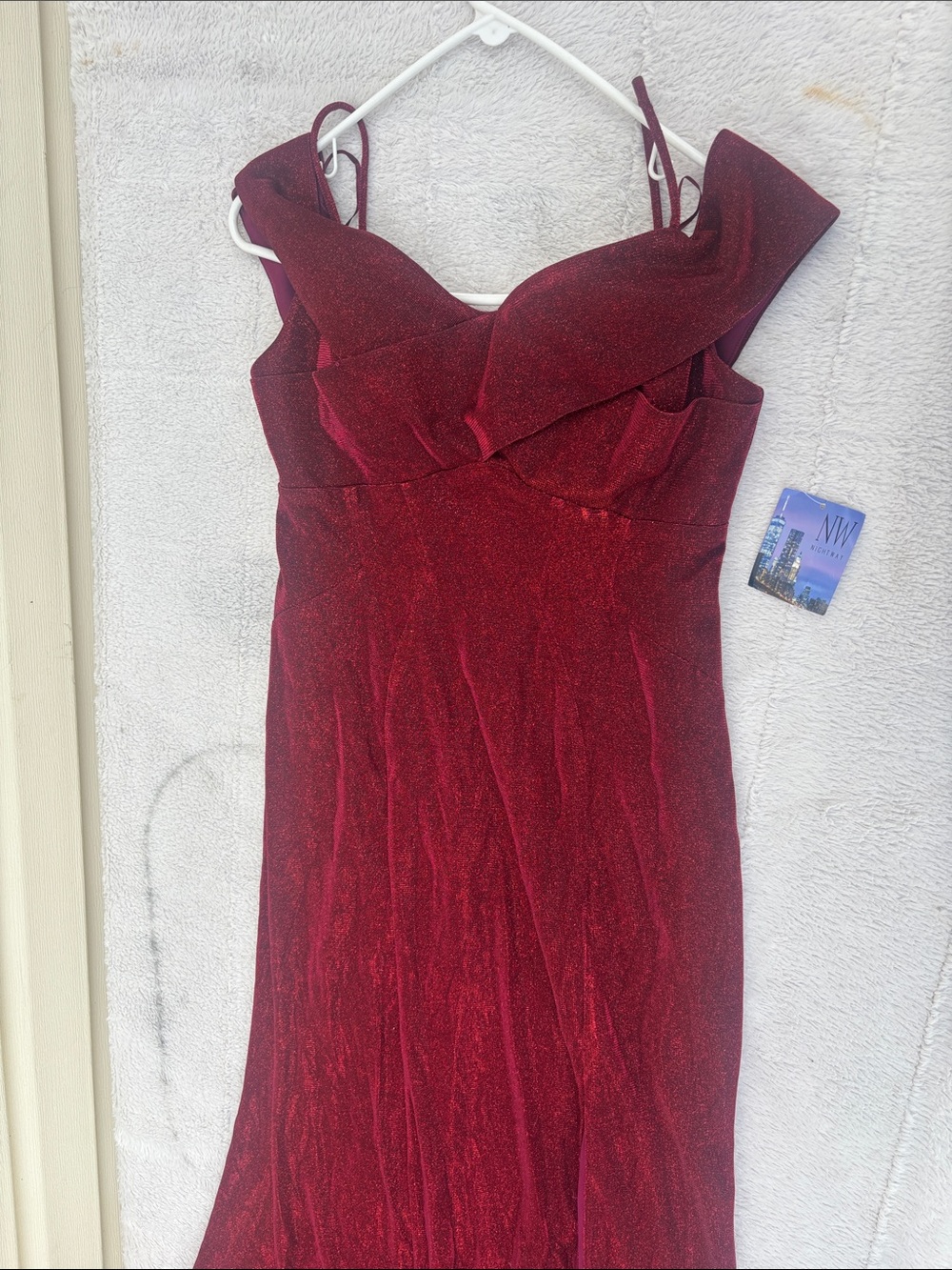 Night Way Collections Red Sparkle Prom Gown